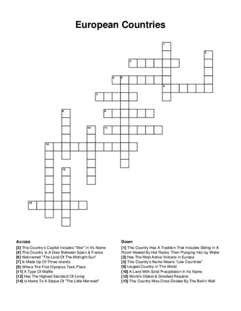 european country crossword|5 13 letters european country crossword.